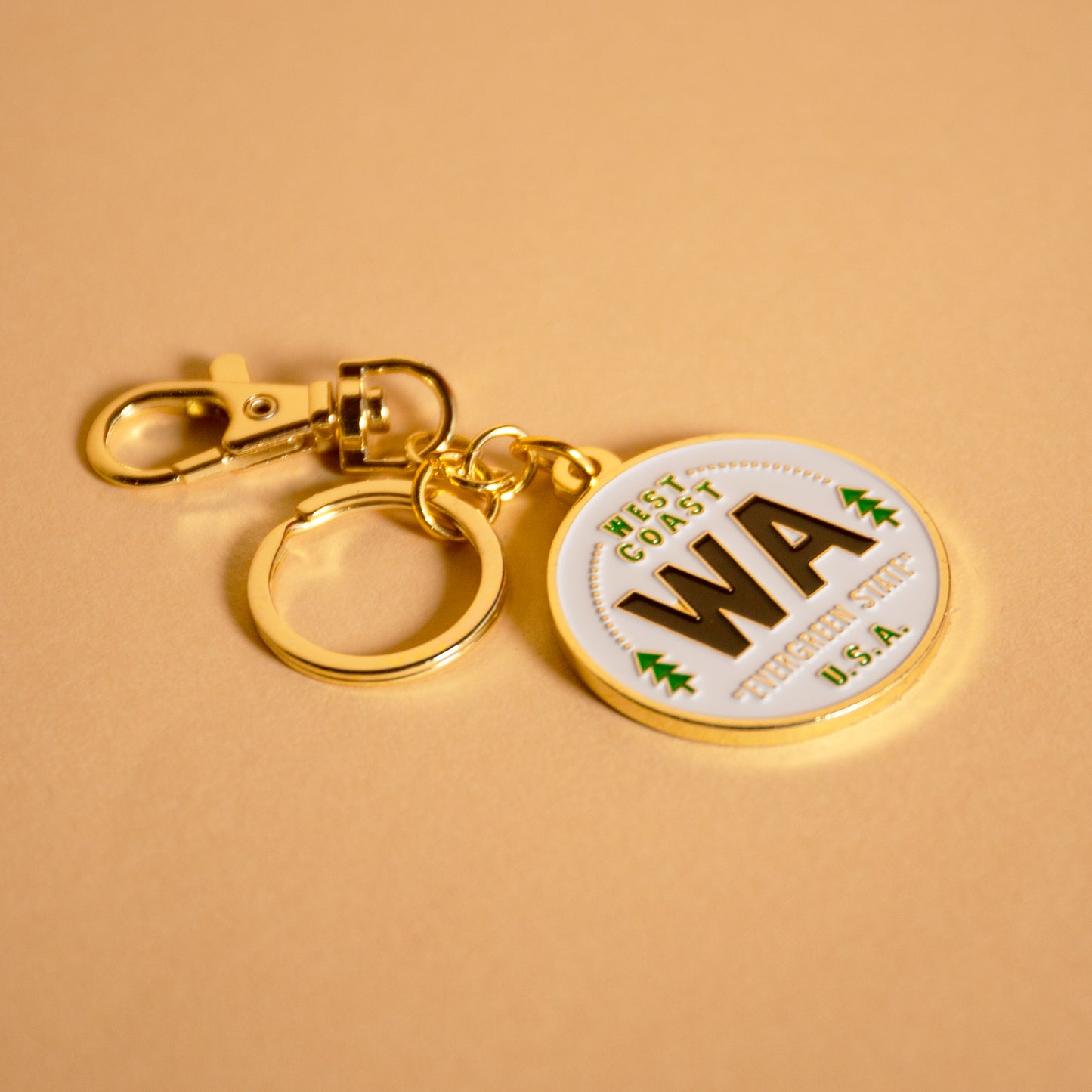 WA Round Enamel Keychain