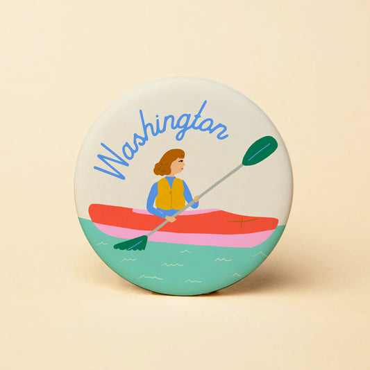 Washington Kayak Round Magnet