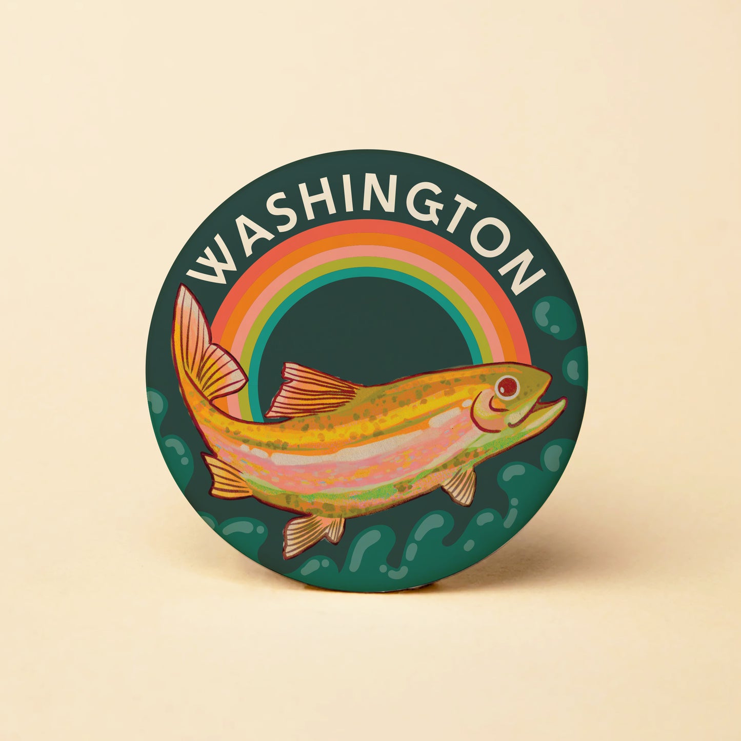 WA Rainbow Trout Round Magnet