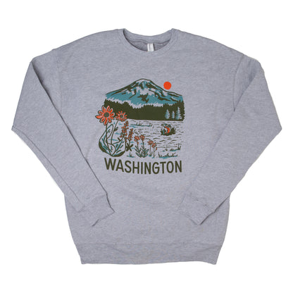 WA Mountain Lake Crew Sweatshirt (Gray)
