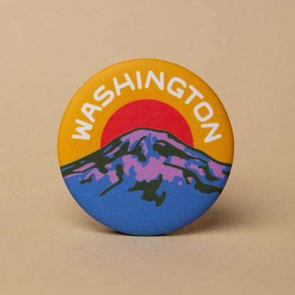 Mt. Rainier Washington Round Magnet (Yellow)