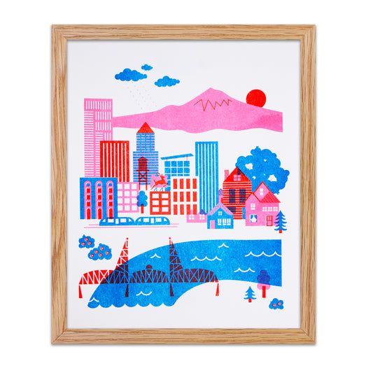 Portland Cityscape Riso Print