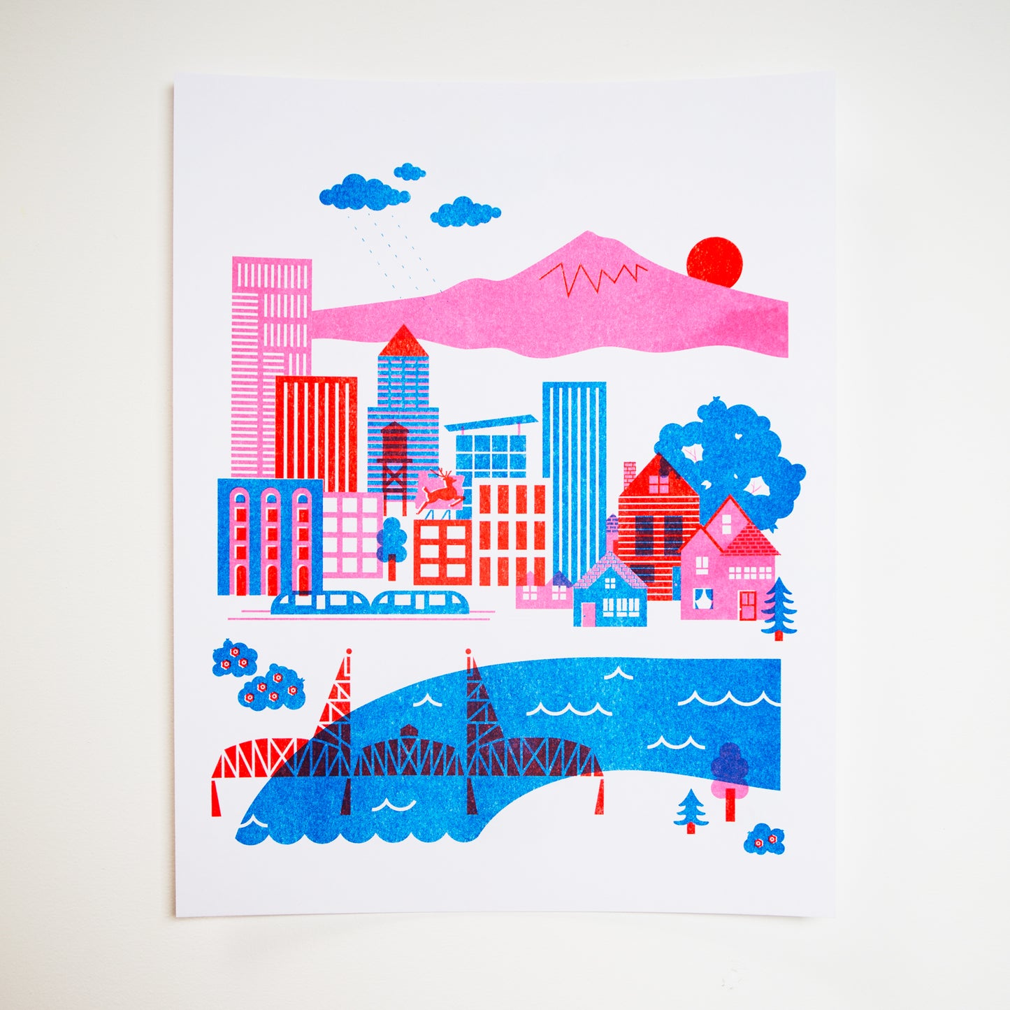 Portland Cityscape Riso Print