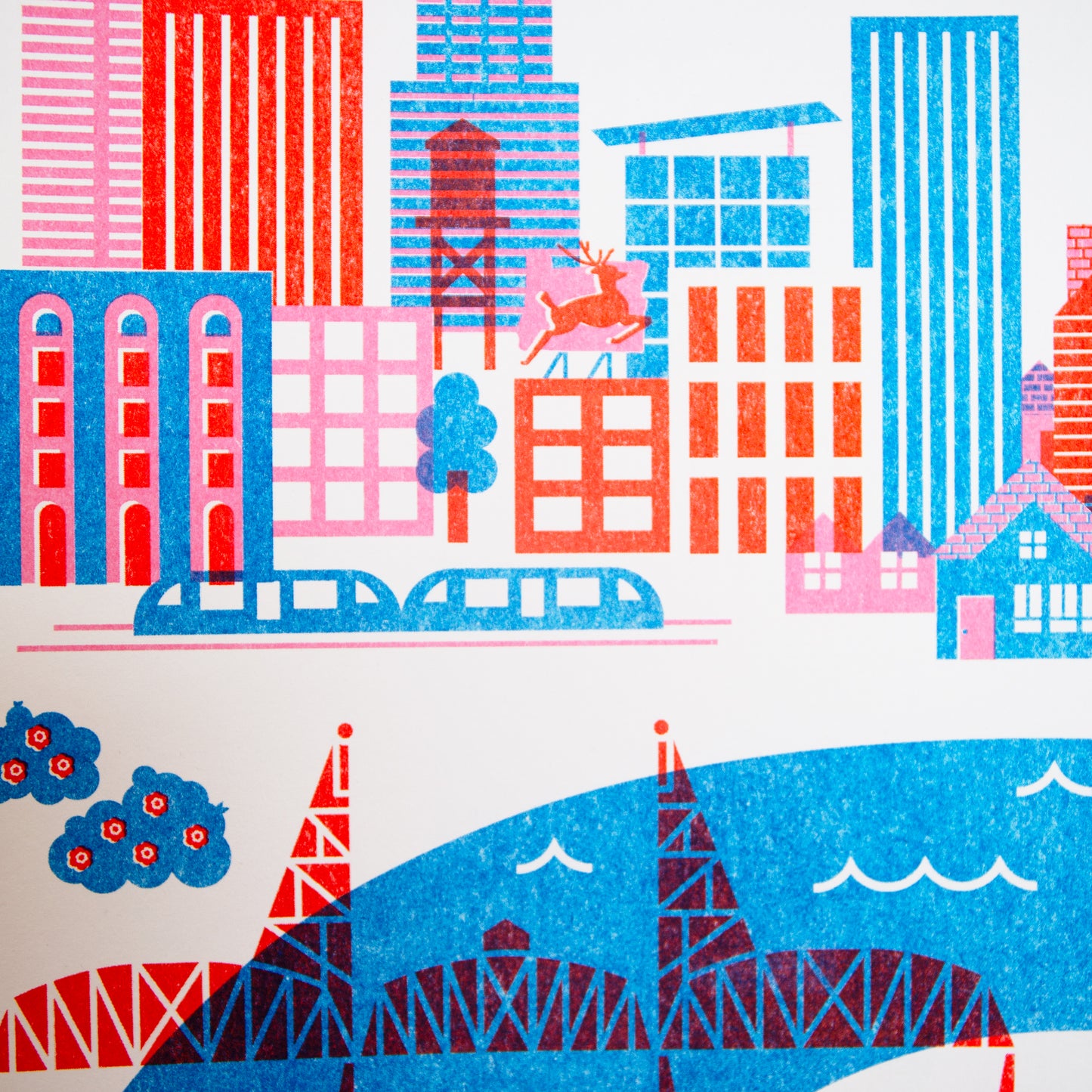 Portland Cityscape Riso Print