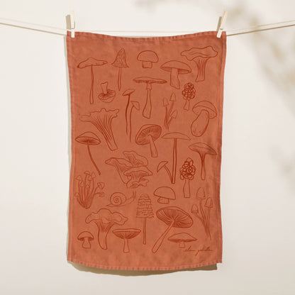 Mushrooms Linen Tea Towel