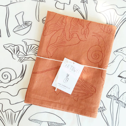 Mushrooms Linen Tea Towel