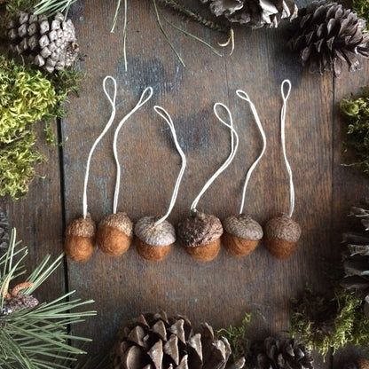 Fox Brown Felted Wool Acorn Ornament