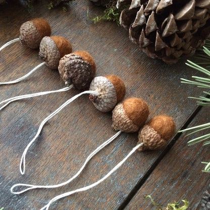 Fox Brown Felted Wool Acorn Ornament