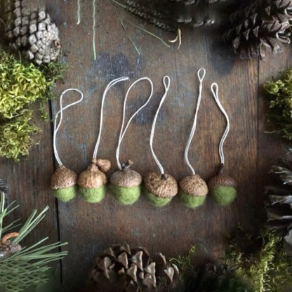 Fern Green Felted Acorn Ornament