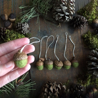 Fern Green Felted Acorn Ornament