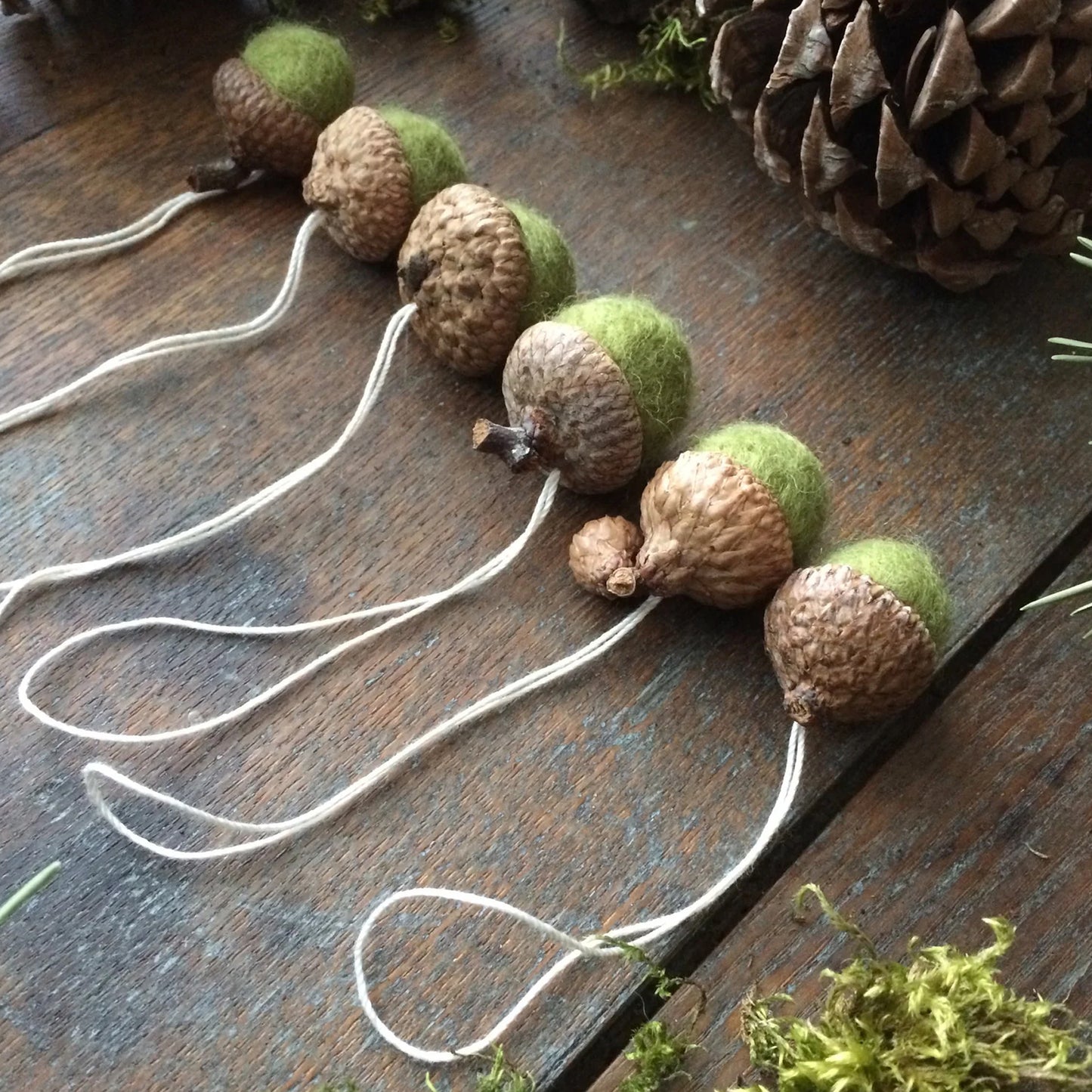 Fern Green Felted Acorn Ornament