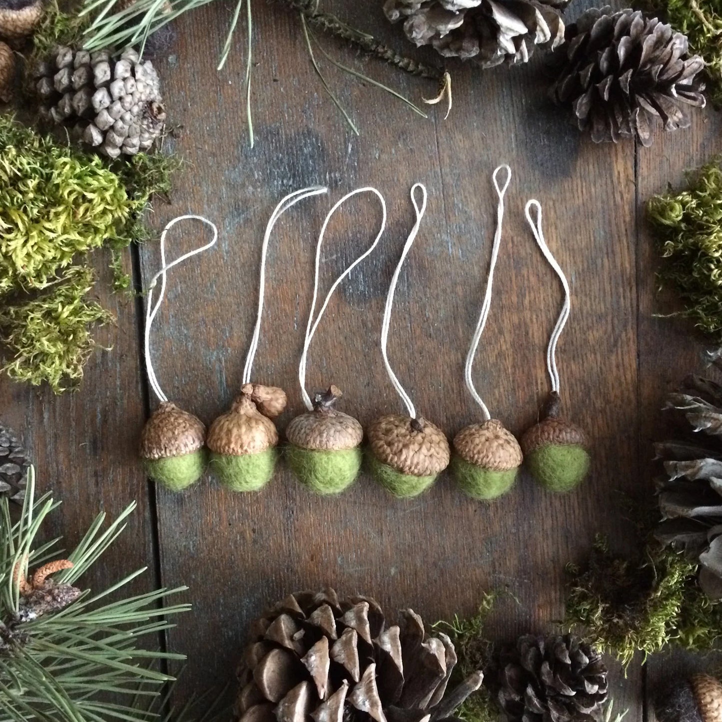 Fern Green Felted Acorn Ornament