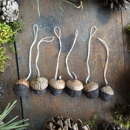 Morel Brown Felted Wool Acorn Ornament