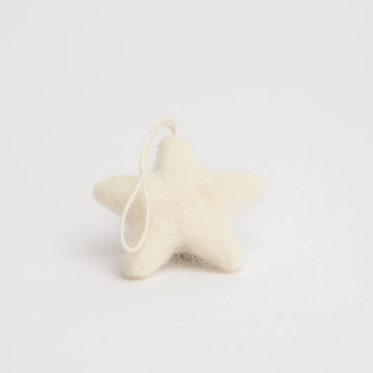 Dusty White Felted Wool Star Ornament