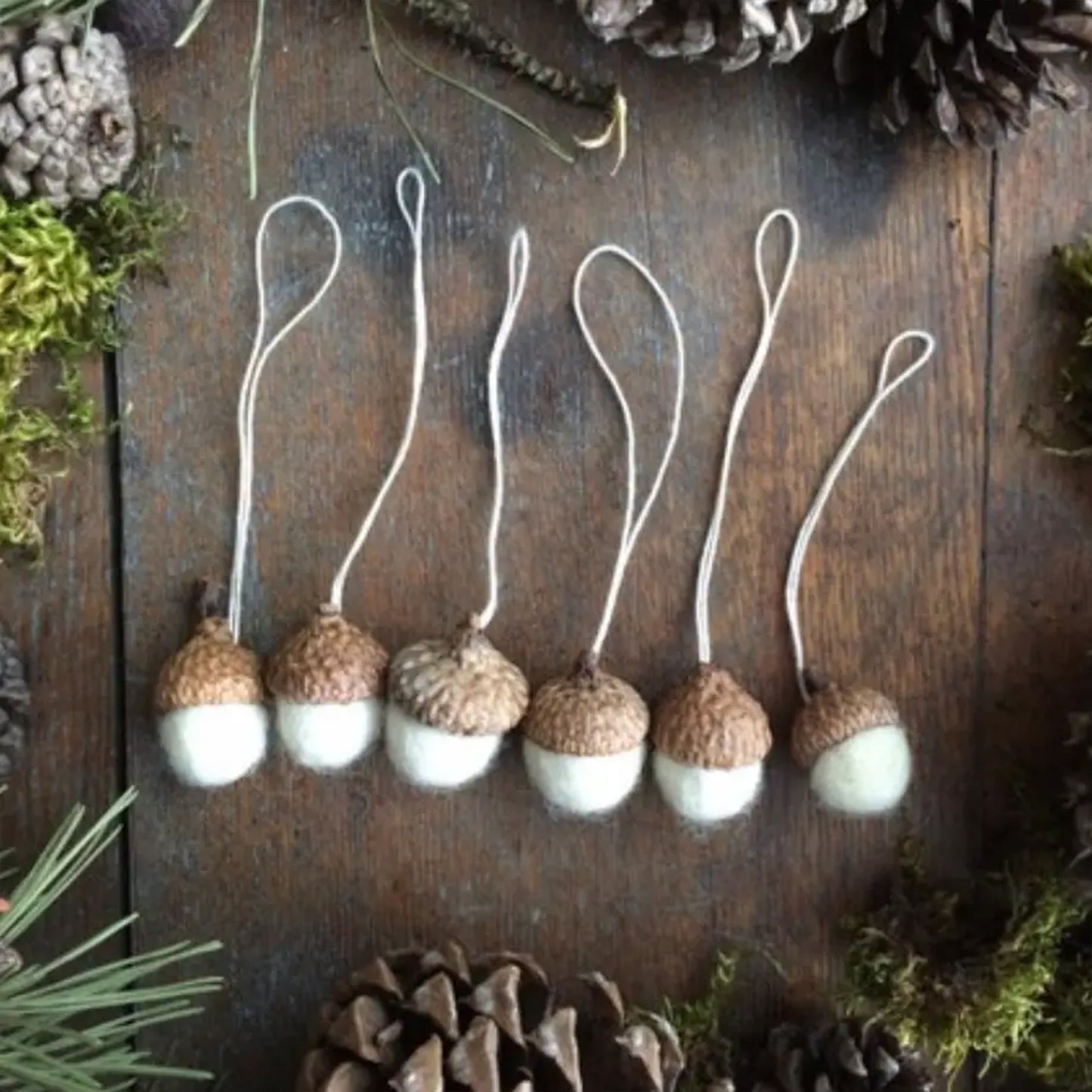 Dusty White Felted Acorn Ornament