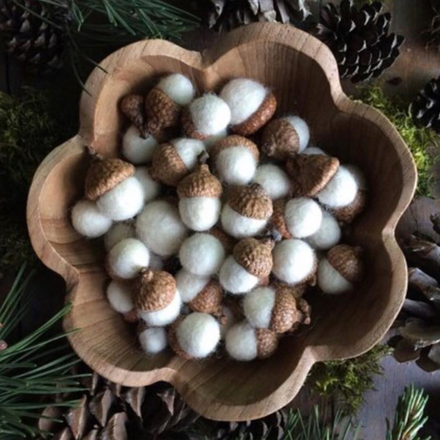 Dusty White Felted Acorn Ornament