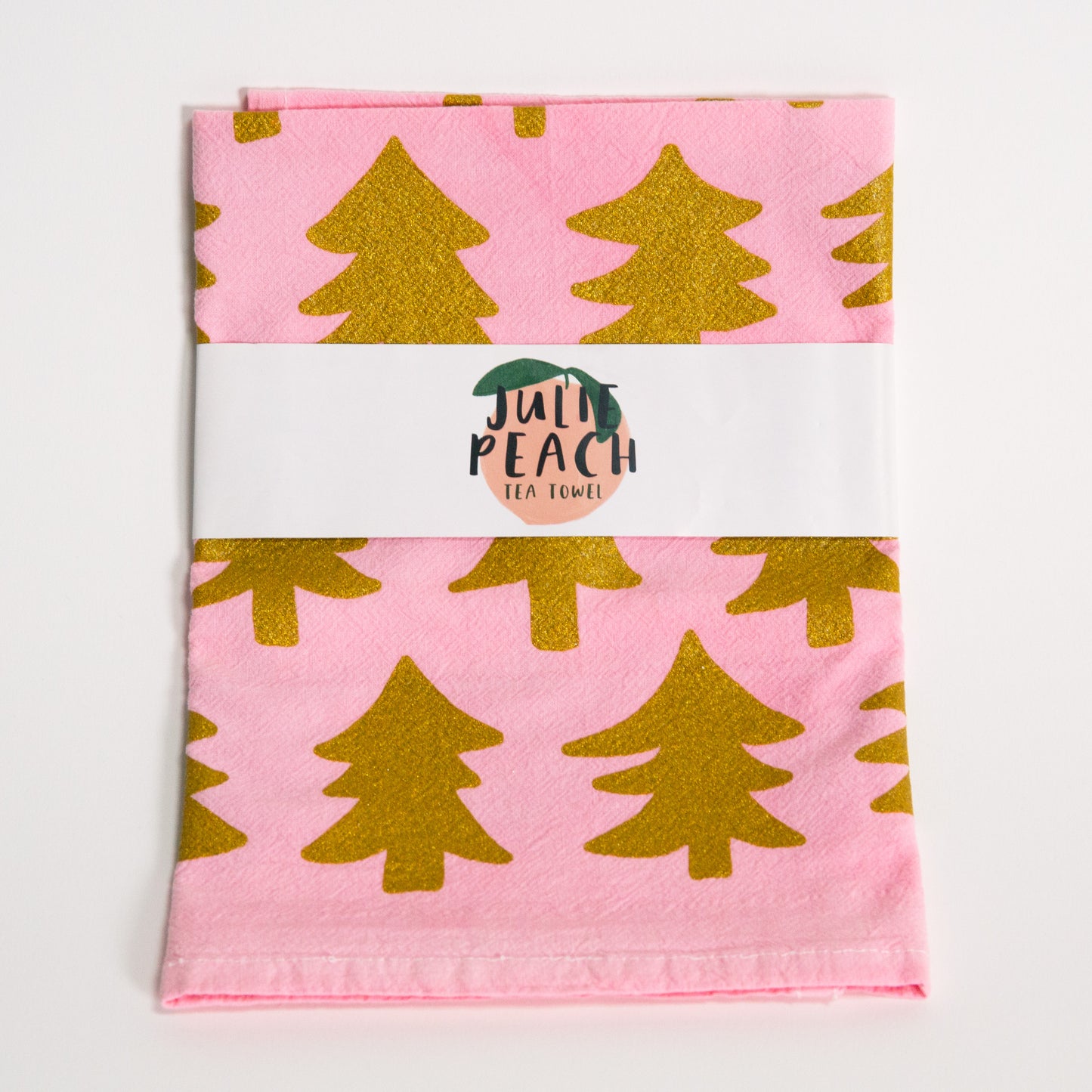 Pink Glitter Trees Tea Towel