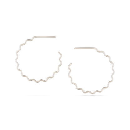 Large Krinkle Hoops in Silver