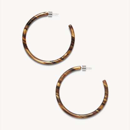 Large Hoops in Tiger's Eye