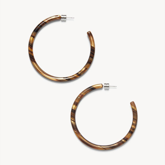 Large Hoops in Tiger's Eye