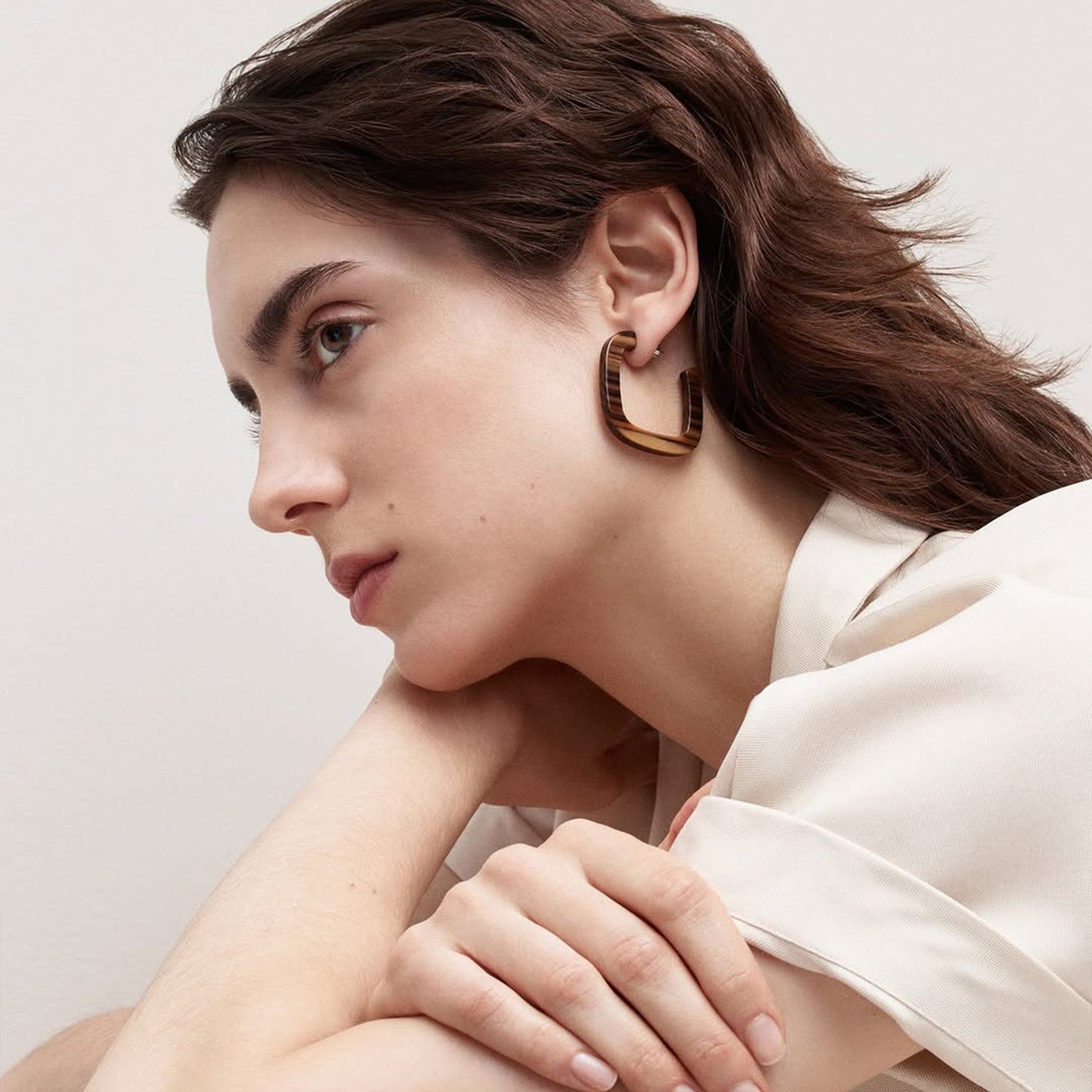 Midi Square Hoops in Tortoise Checker