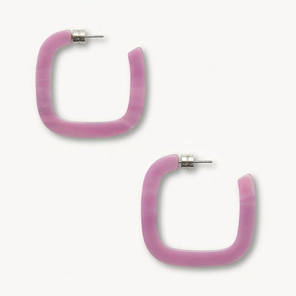 Midi Square Hoops in Orchid