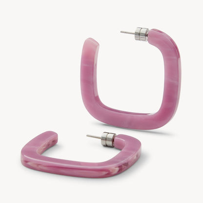 Midi Square Hoops in Orchid