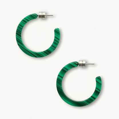 Mini Hoops in Malachite