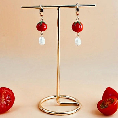 Tomato & Pearl Earrings