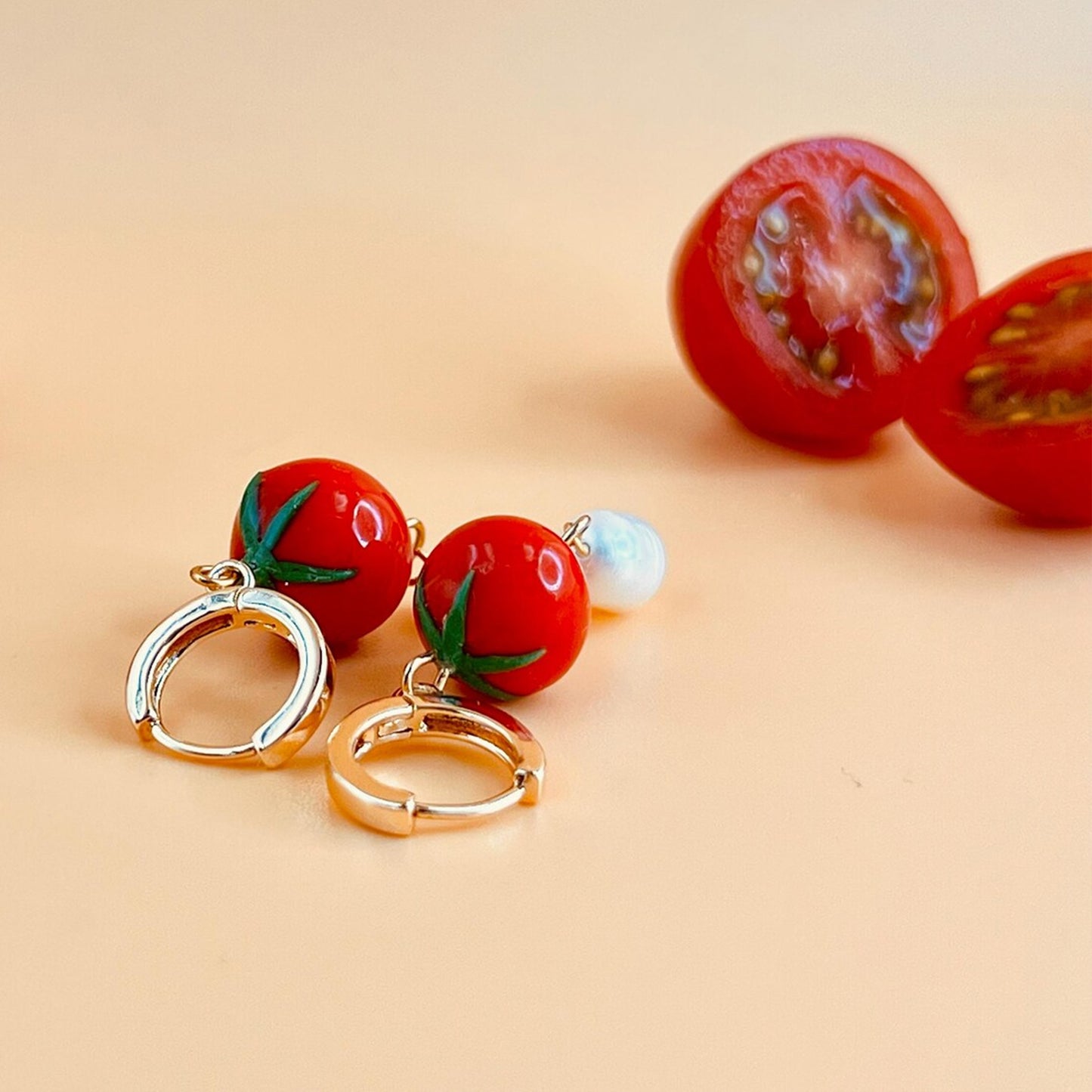 Tomato & Pearl Earrings