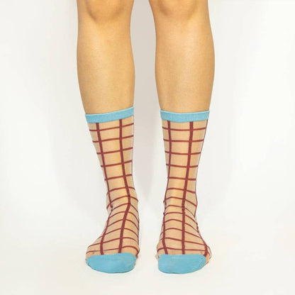 Berry Grid Crew Socks