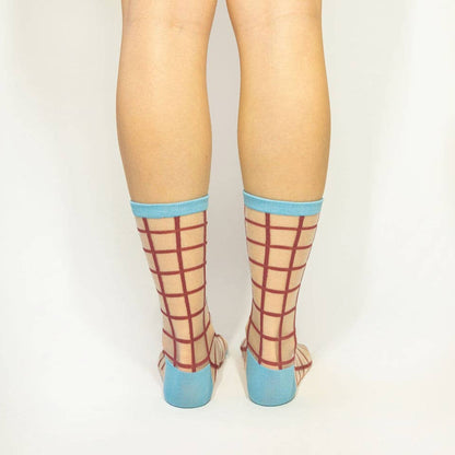 Berry Grid Crew Socks