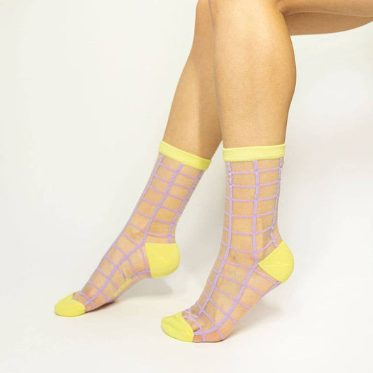 Pastel Grid Crew Socks