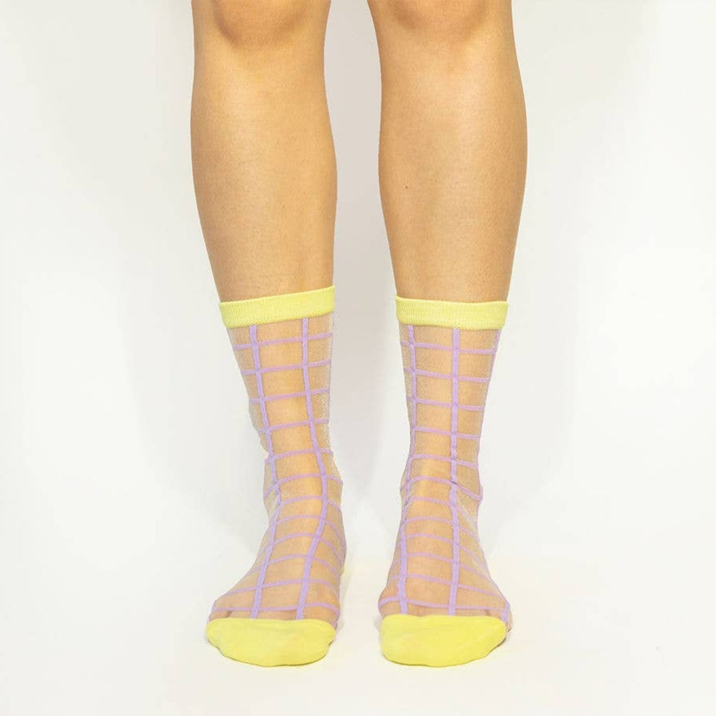 Pastel Grid Crew Socks