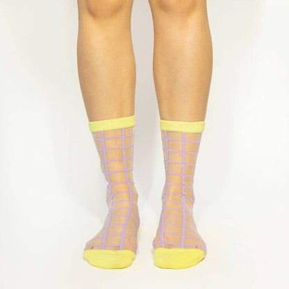Pastel Grid Crew Socks