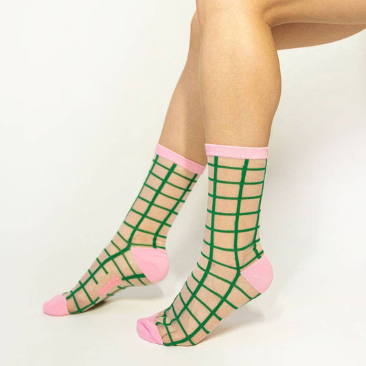 Tulip Grid Crew Socks