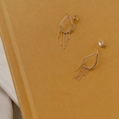 Pilar Studs with Chain - Gold Filled