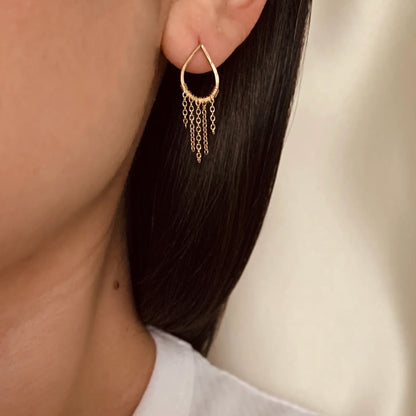 Pilar Studs with Chain - Gold Filled