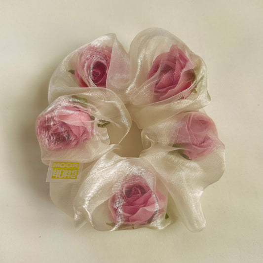 Mini Sheer Rose Stuffed Scrunchie