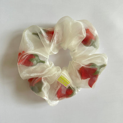 Mini Sheer Rose Stuffed Scrunchie