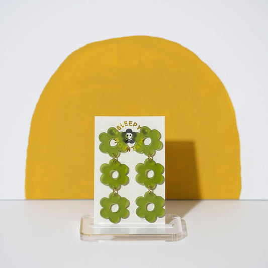 Daisy Chain Earrings - Frosted Olive