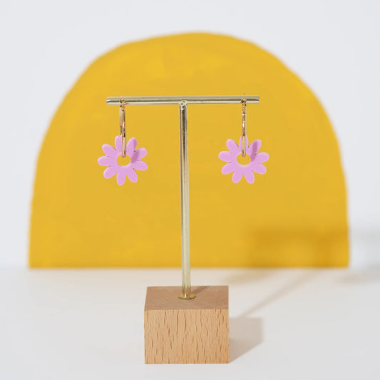 Marguerite Daisy Hoops in Lilac