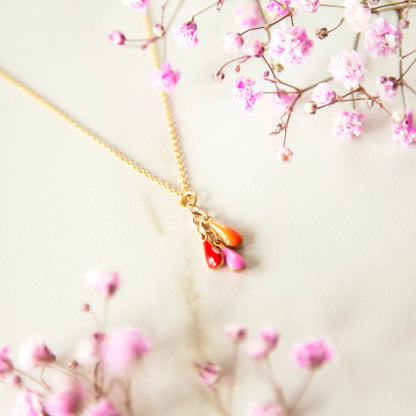 Frankie Teardrop Necklace in Red & Pink