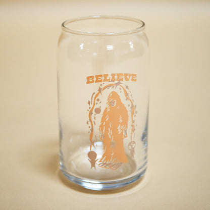 Believe Bigfoot Beer Can Glass