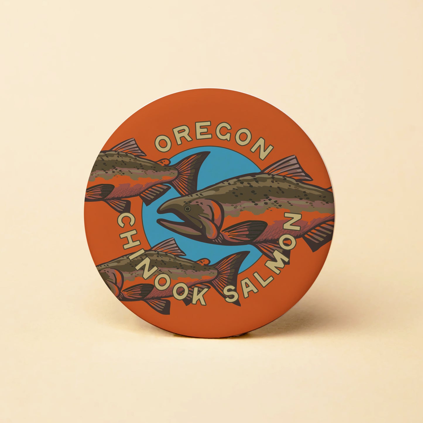 Oregon Salmon Round Magnet