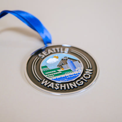 Seattle Ferry Glass Ornament