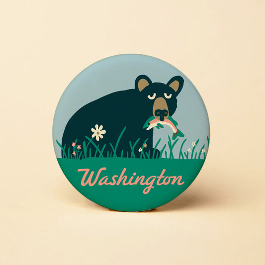 Washington Bear Round Magnet