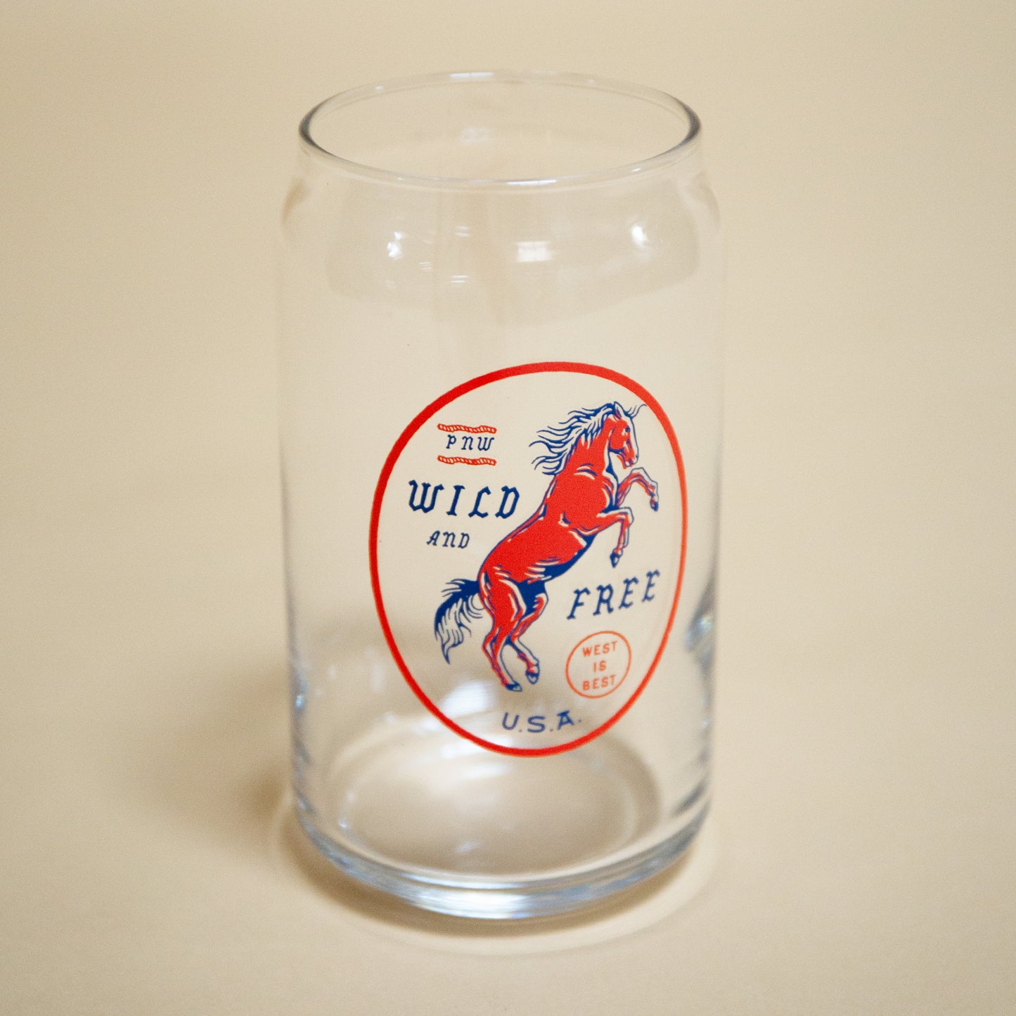 Wild & Free Horse Beer Can Glass