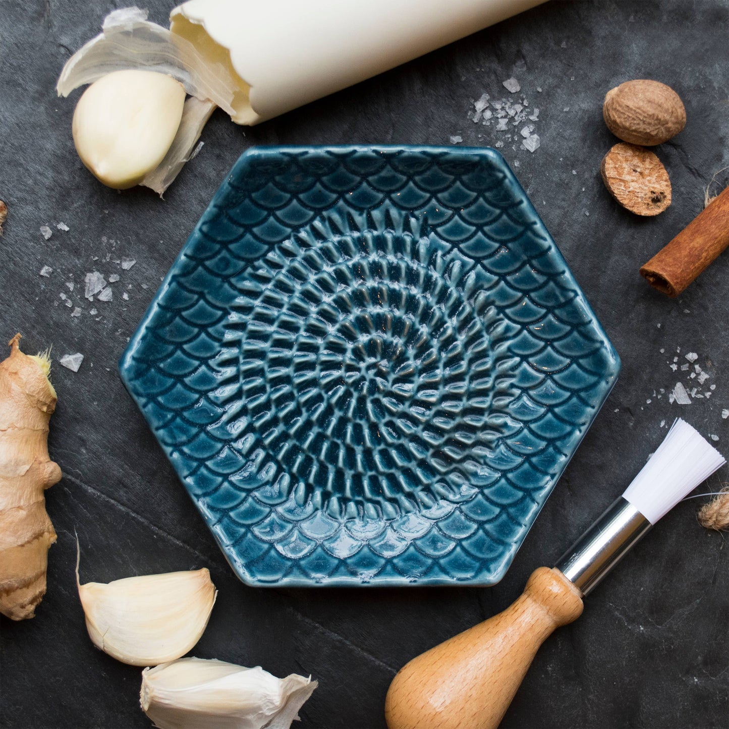 The Grate Plate Set: Ceramic Grater + Peeler + Brush