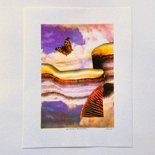 Tiny Pink Shoe: Butterfly Turkeytail Riso Print